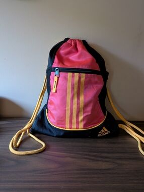 adidas Pink and Yellow Drawstring Gym Bag